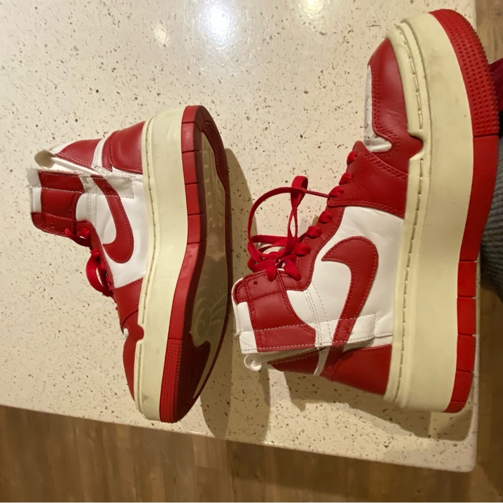 Red and White High-Top Sneakers - Picture 5 of 5